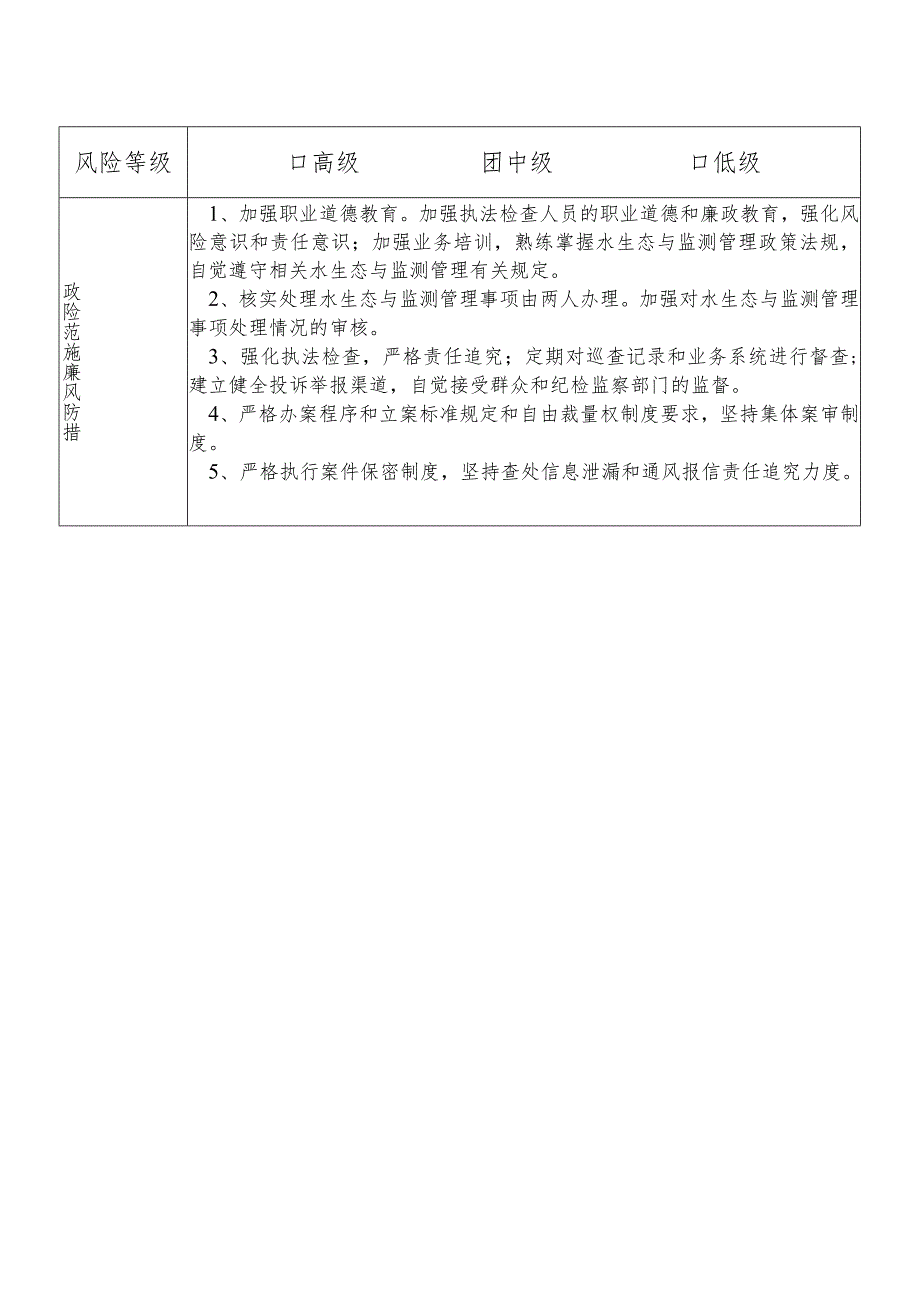 X县生态环境部门水生态与监测管理股干部个人岗位廉政风险点排查登记表.docx_第2页