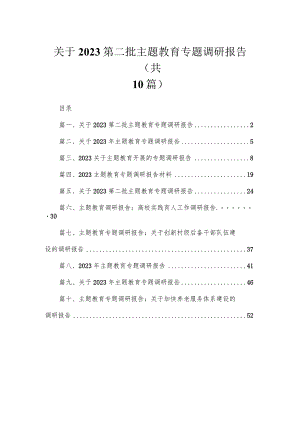 2023关于第二批主题教育专题调研报告【10篇】.docx