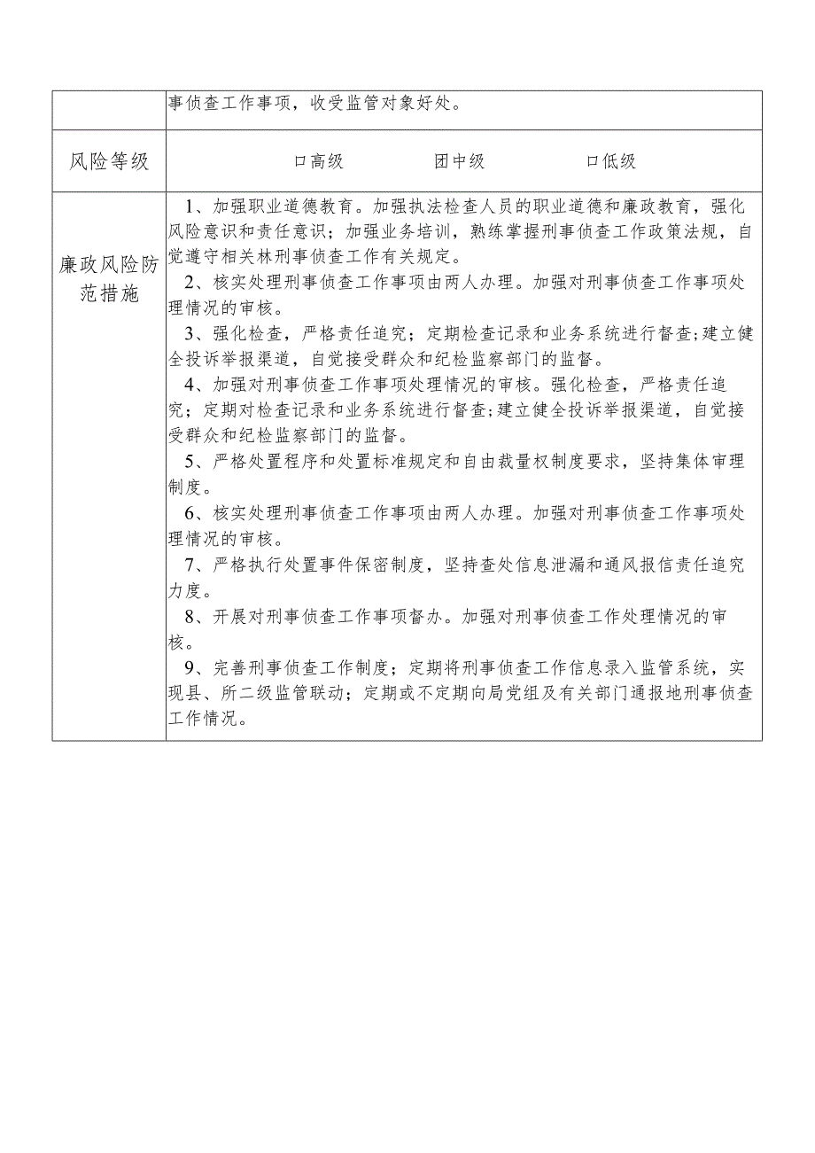 X县公安部门刑事侦查大队队长个人岗位廉政风险点排查登记表.docx_第2页