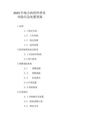 2023年地方政府性债务风险应急处置预案.docx