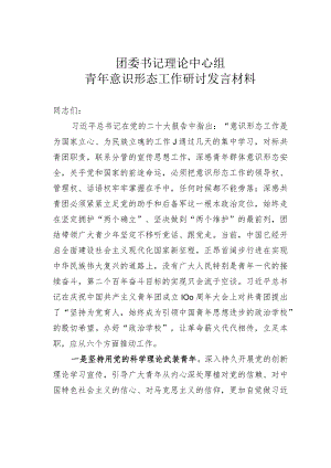 团委书记理论中心组青年意识形态工作研讨发言材料.docx