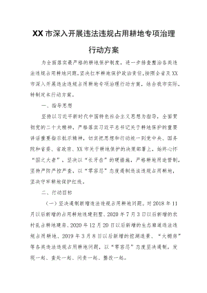 XX市深入开展违法违规占用耕地专项治理行动方案 .docx