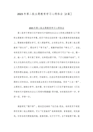 2023年第二批主题教育学习心得体会【2篇】.docx