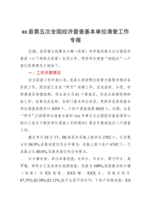 XX县第五次全国经济普查基本单位清查工作专报.docx