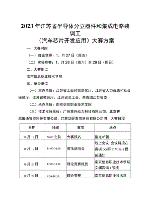 2023年江苏省半导体分立器件和集成电路装调工（汽车芯片开发应用）大赛方案、任务书、理论知识竞赛样题、技术文件.docx