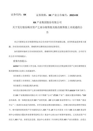 XX产业集团股份有限公司关于发行股份购买资产之部分限售股及股改限售股上市流通的公告.docx