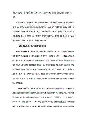 市人大常委会党组在全市主题教育阶段总结会上的汇报.docx