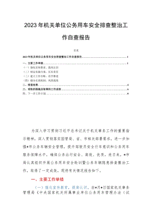 2023年机关单位公务用车安全排查整治工作自查报告.docx