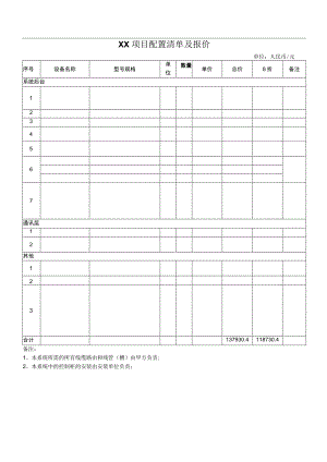 XX项目配置清单及报价（2023年）.docx