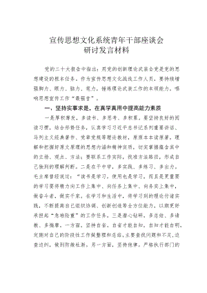 宣传思想文化系统青年干部座谈会研讨发言材料.docx