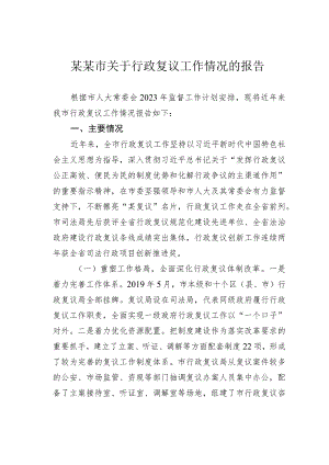 某某市关于行政复议工作情况的报告.docx