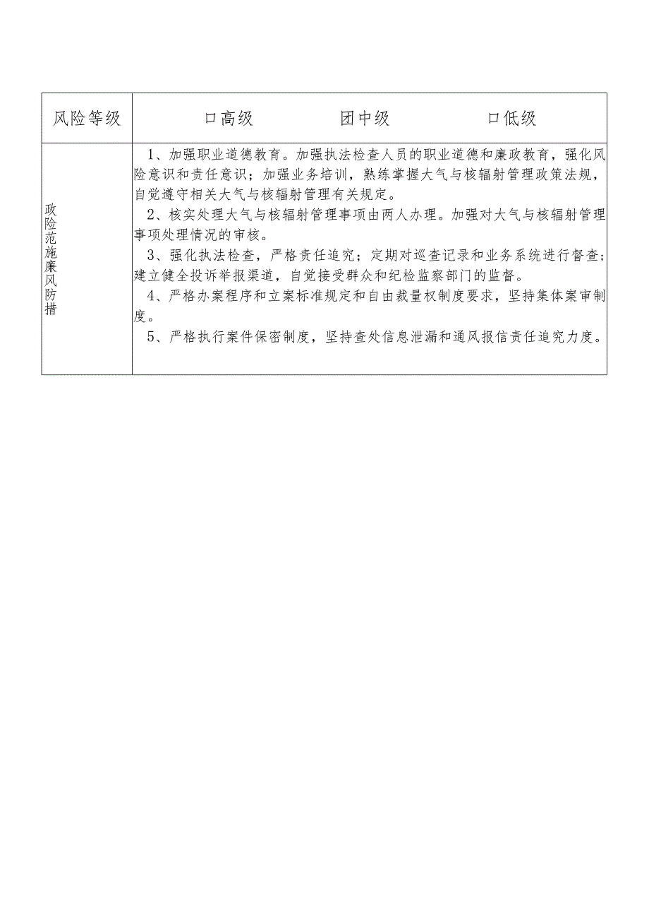 X县生态环境部门大气与核辐射管理股干部个人岗位廉政风险点排查登记表.docx_第2页