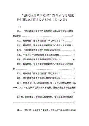 “强化质量效率意识”案例研讨专题剖析汇报总结研讨发言材料（共12篇） .docx