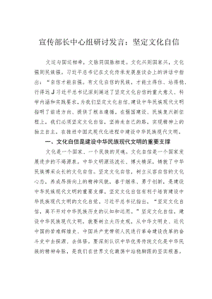 宣传部长中心组研讨发言：坚定文化自信.docx