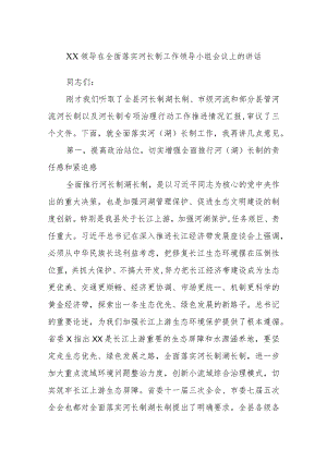 XX领导在全面落实河长制工作领导小组会议上的讲话.docx