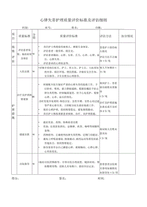 心律失常护理质量评价标准及评估细则.docx