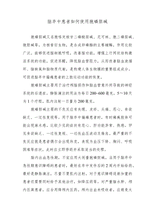 脑卒中患者如何使用胞磷胆碱.docx