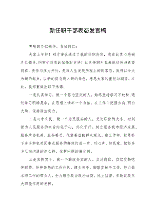 新任职干部表态发言稿.docx