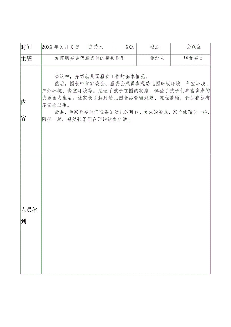 （有内容）幼儿园膳食委员会（伙委会）会议记录表.docx_第2页