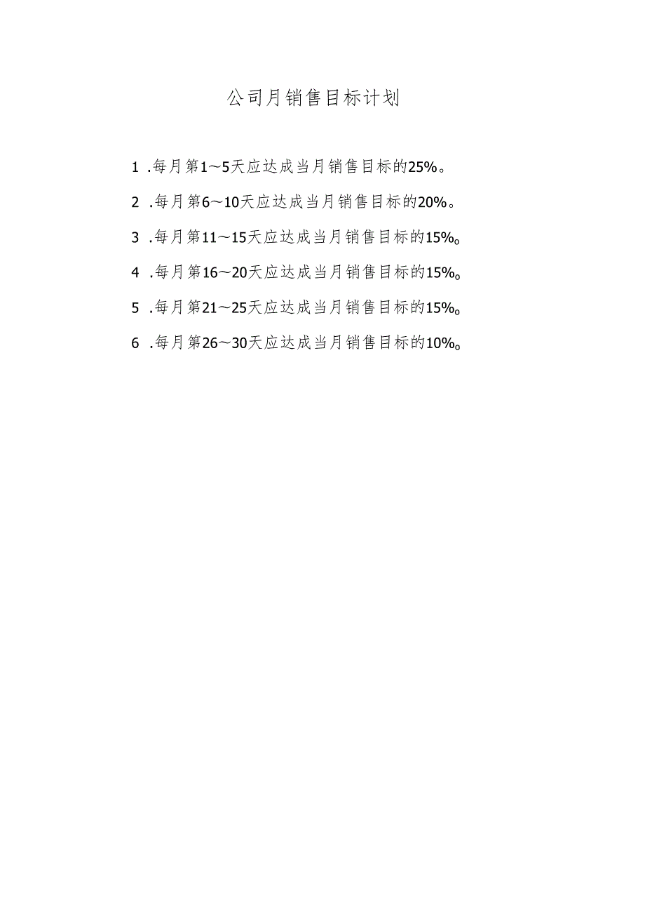 公司月销售目标计划.docx_第1页
