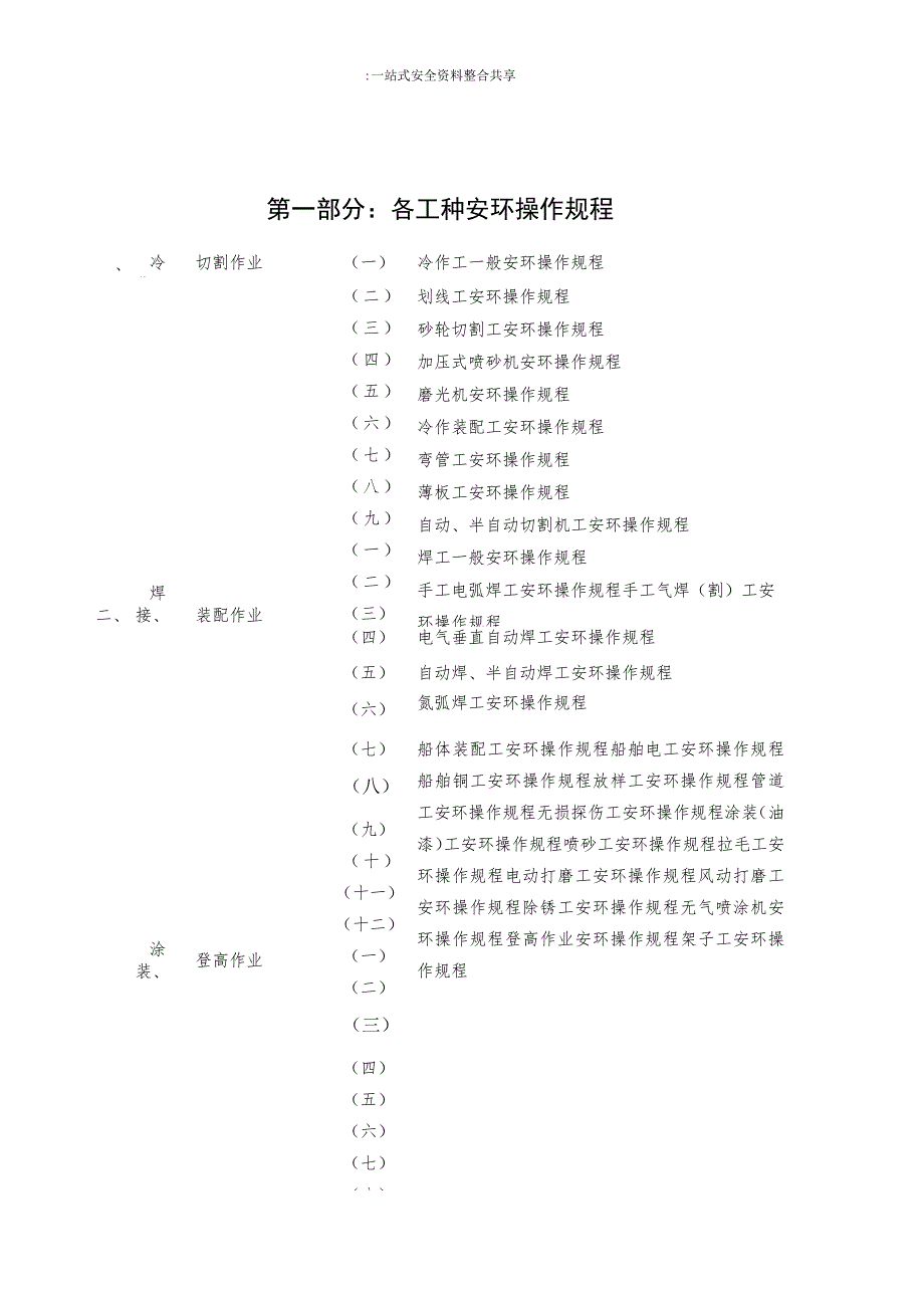 XX船厂安全、环保操作规程大全（142页）.docx_第1页