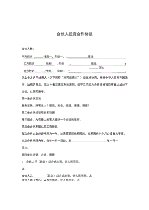 合伙人投资合作合同-精选5份.docx