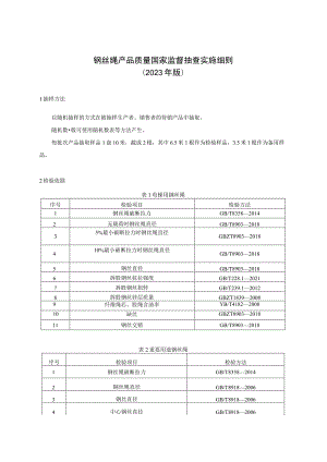 钢丝绳产品质量国家监督抽查实施细则2023年版.docx