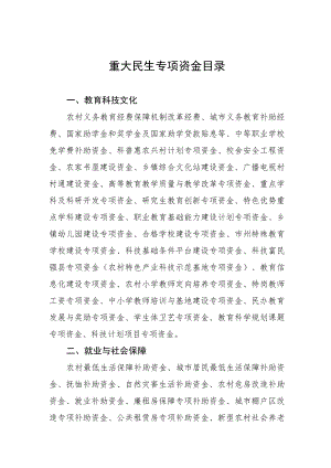 重大民生专项资金目录.docx