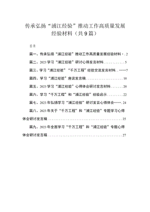 2023传承弘扬“浦江经验”推动工作高质量发展经验材料（共9篇）.docx