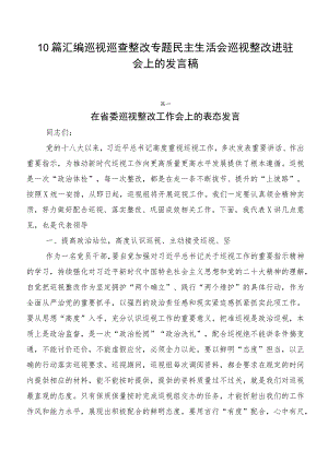 10篇汇编巡视巡查整改专题民主生活会巡视整改进驻会上的发言稿.docx