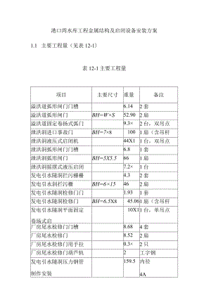 港口湾水库工程金属结构及启闭设备安装方案.docx