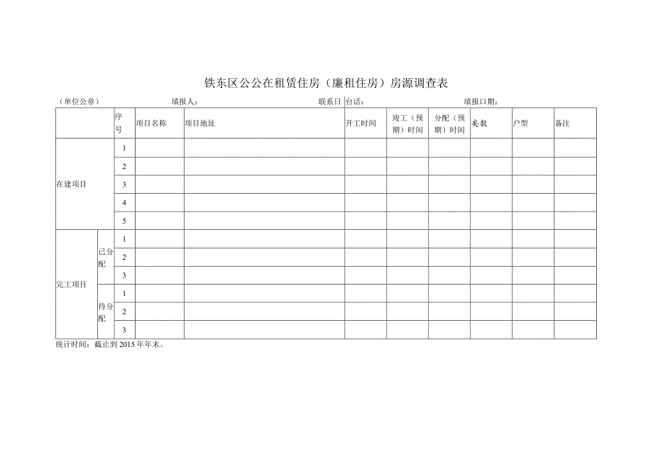 铁东区公公在租赁住房廉租住房房源调查表.docx_第1页