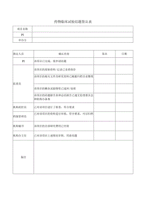 药物临床试验结题签认表日期.docx