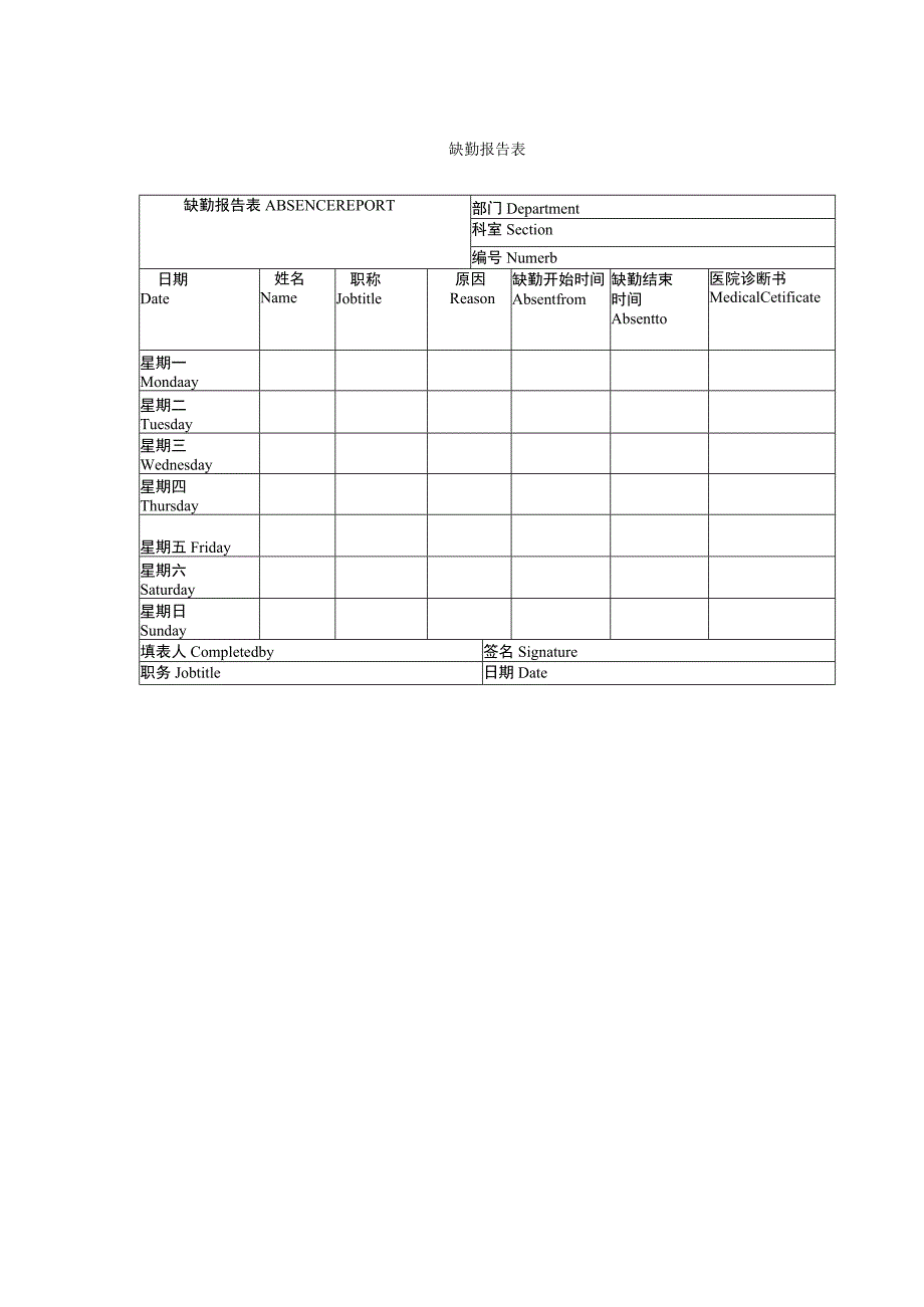 缺勤报告表.docx_第1页