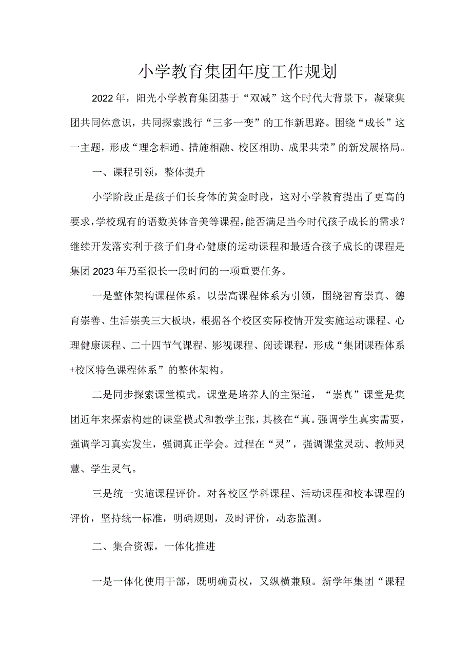 小学教育集团年度工作规划.docx_第1页