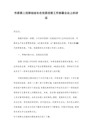 市委第二巡察组组长在党委巡察工作部署会议上的讲话.docx