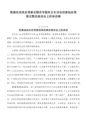 数篇在巡视反馈意见整改专题民主生活会巡查组反馈意见整改座谈会上的讲话稿.docx