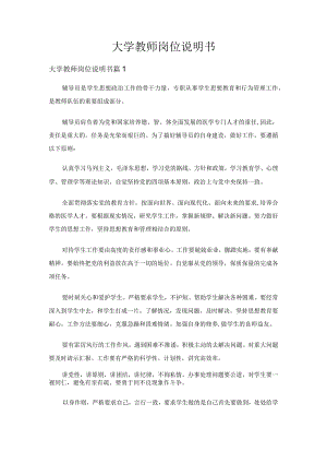 大学教师岗位说明书（精选3篇）.docx