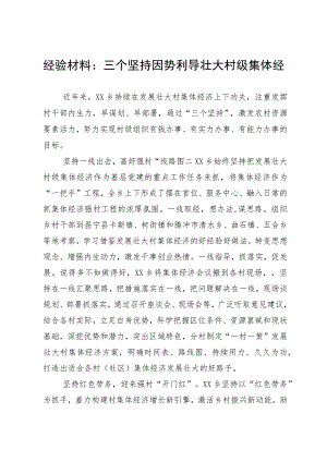 经验材料：三个坚持因势利导壮大村级集体经济.docx