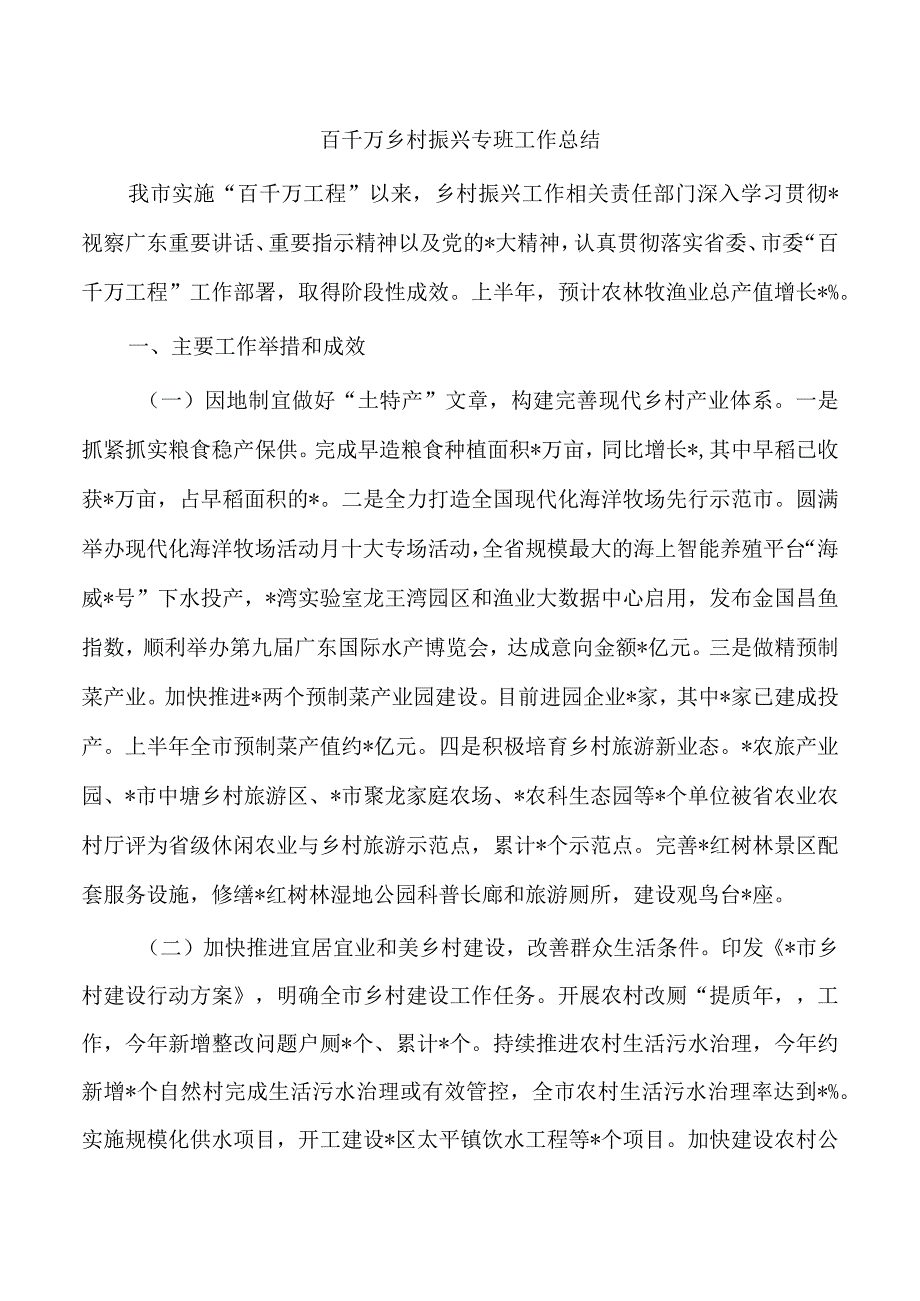 百千万乡村振兴专班工作总结.docx_第1页