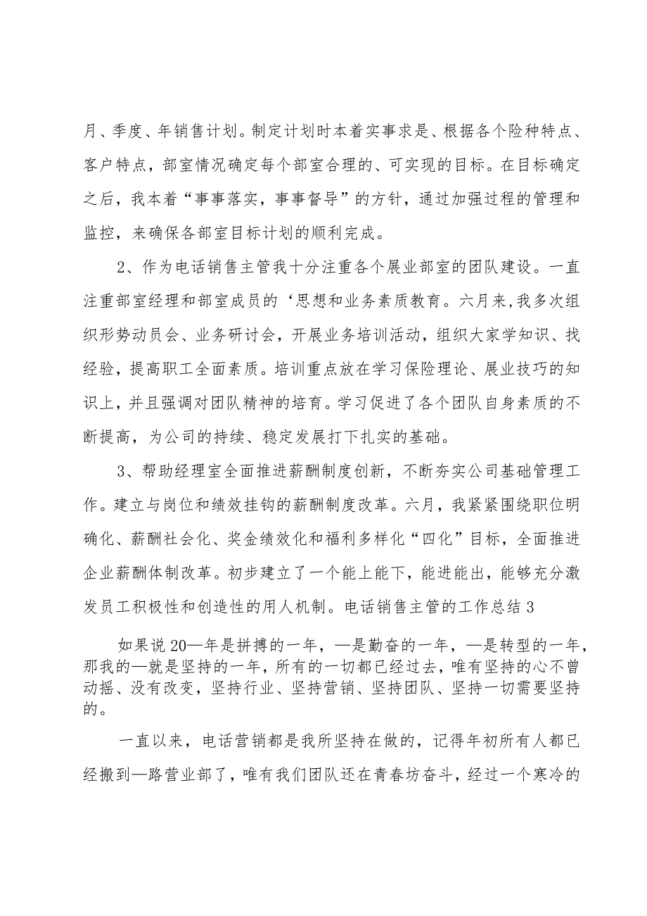 电话销售主管的工作总结.docx_第3页