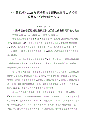 （十篇汇编）2023年巡视整改专题民主生活会巡视整改整改工作会的表态发言.docx