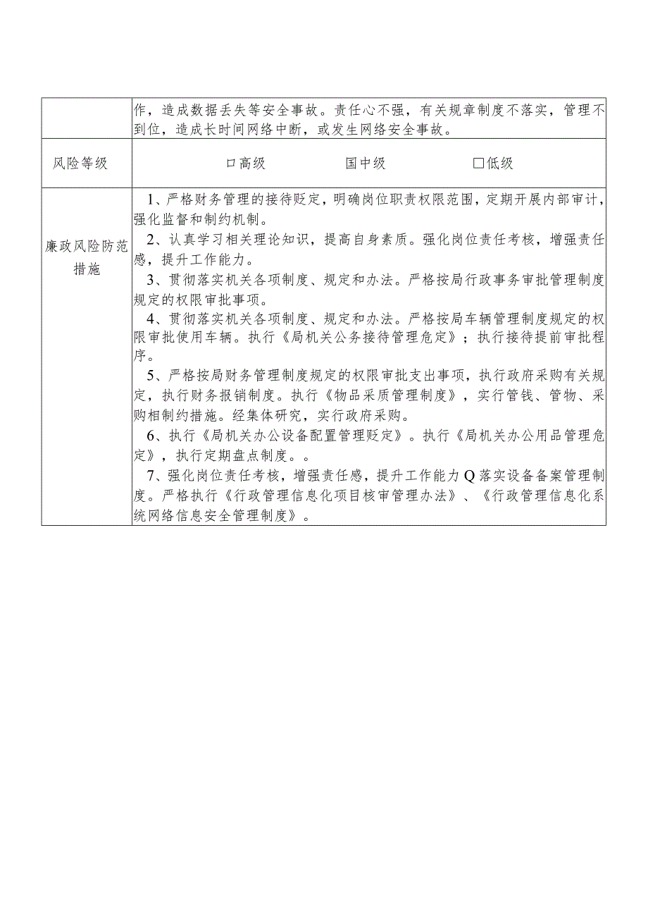 某县财政部门部门办公室干部个人岗位廉政风险点排查登记表.docx_第2页