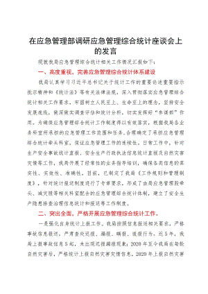 在应急管理部调研应急管理综合统计座谈会上的发言.docx