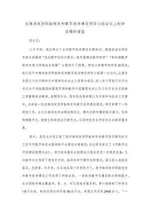 在推进政府职能转变和数字政府建设领导小组会议上的讲话稿供借鉴.docx