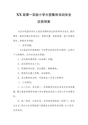 XX县第一实验小学大型集体活动安全应急预案.docx