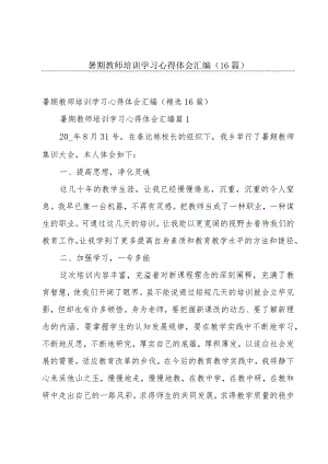 暑期教师培训学习心得体会汇编（16篇）.docx