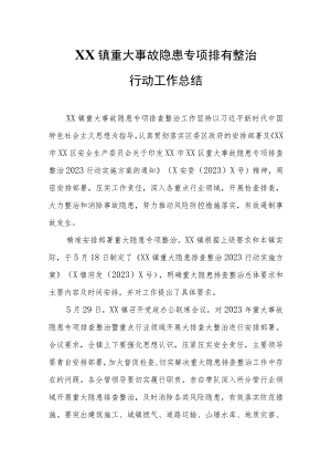 XX镇重大事故隐患专项排查整治行动工作总结.docx