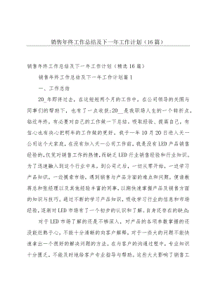 销售年终工作总结及下一年工作计划（16篇）.docx