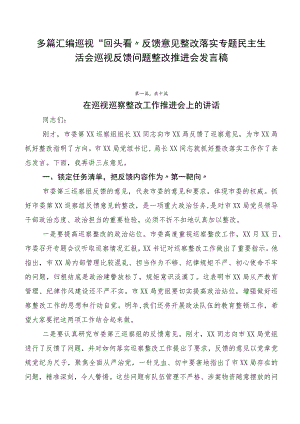 多篇汇编巡视“回头看”反馈意见整改落实专题民主生活会巡视反馈问题整改推进会发言稿.docx